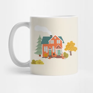 Countryside house surrounded by Autumn plants Mug